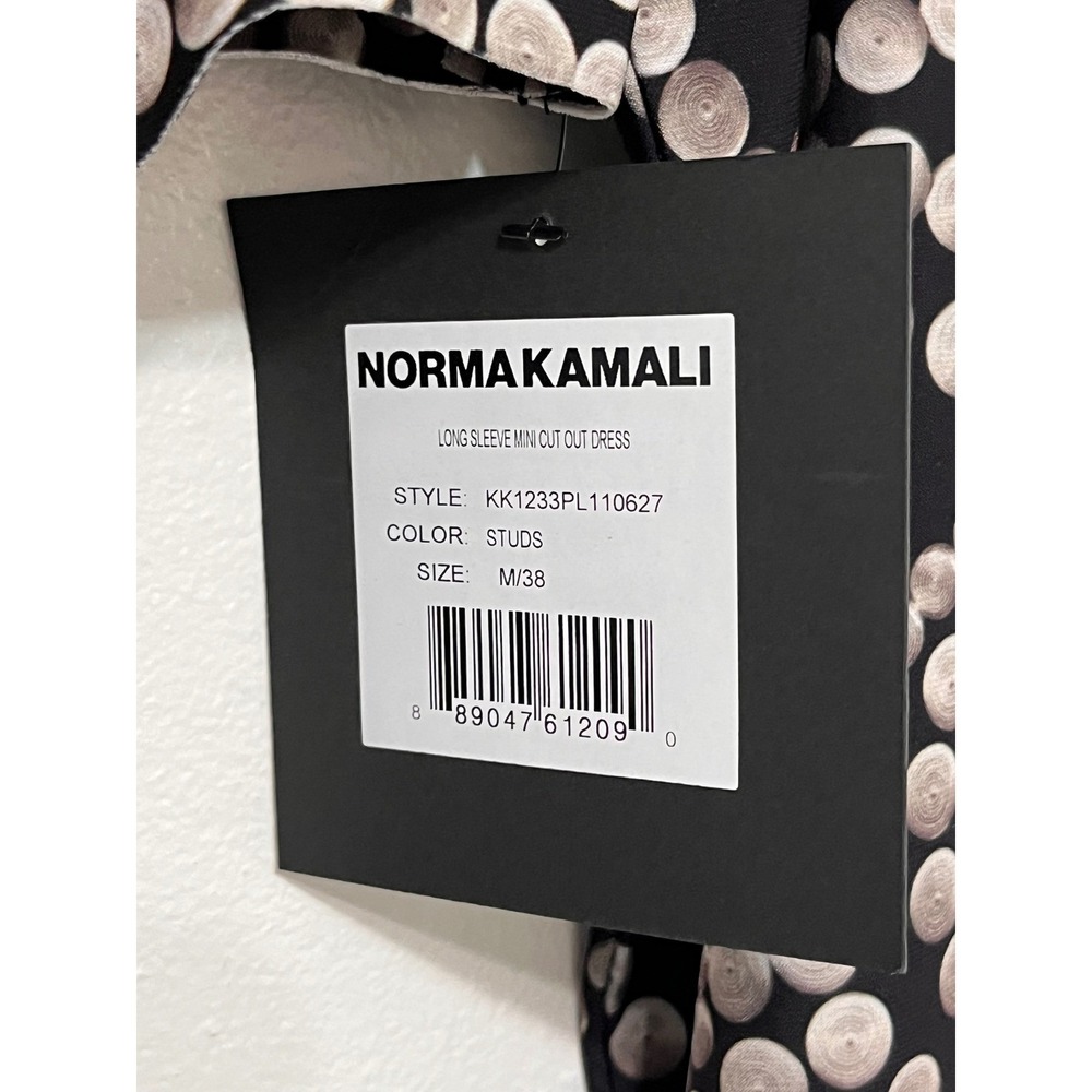 Norma Kamali Long Sleeve Mini Cut Out Dress  Black M/38 New - Picture 9 of 14